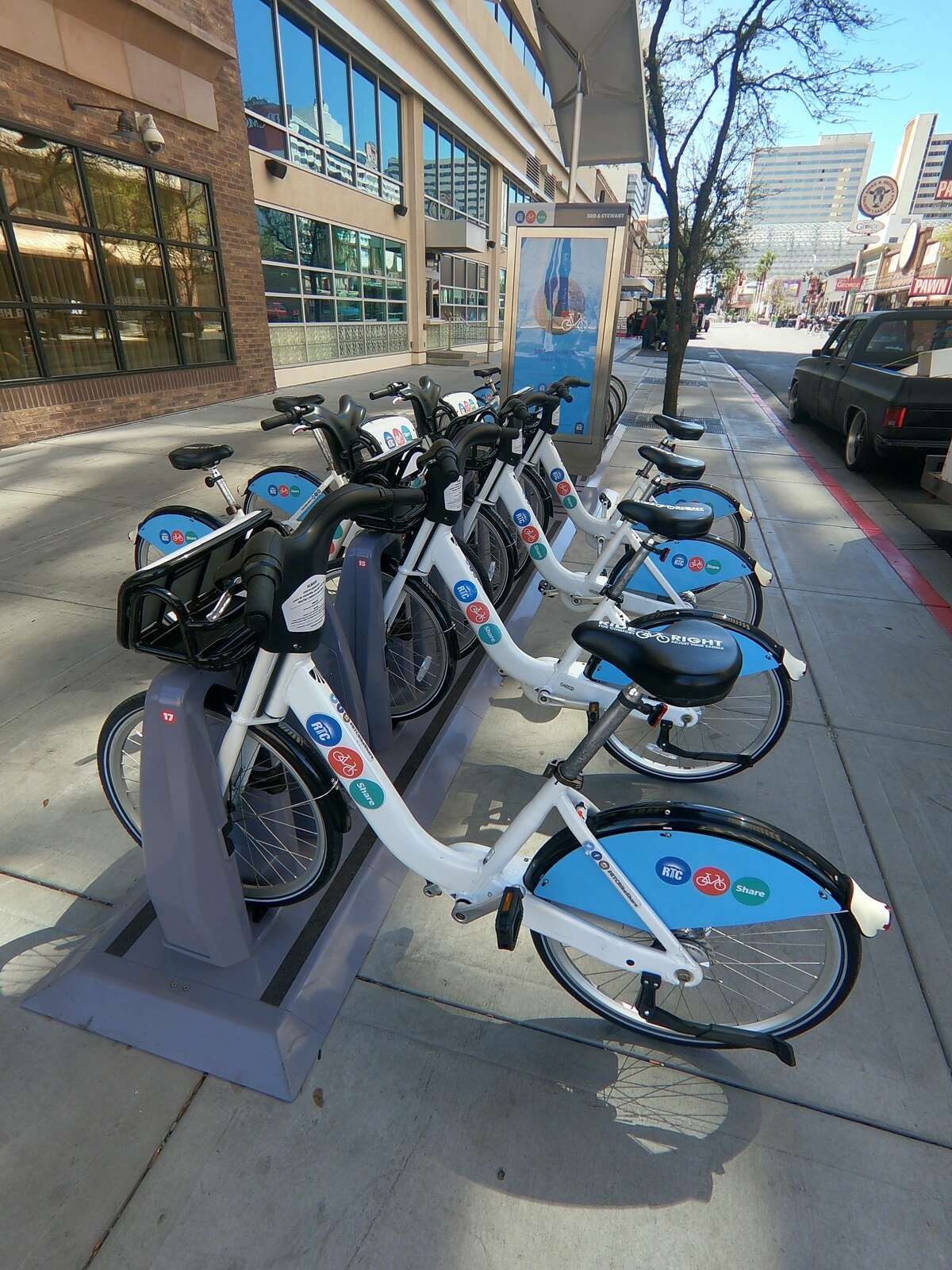 Currently there are 21 RTC Bike Share stations with 180 bikes in the Downtown Las Vegas area, stretching from the Neon Museum to the Stratosphere.