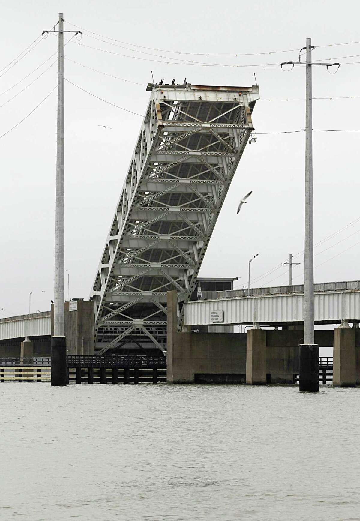 The drawbridge on the Pelican Island Causeway which connects Galveston to Pelican Island is shown here on April 28, 2016.