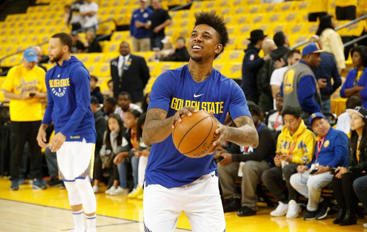 Warriors Nick Young, 6 as the Golden State Warriors prepare to take on the New Orleans Pelicans in game one of the second round playoffs of the Western Conference finals at Oracle Arena in Oakland, Ca. on Sat. April 28, 2018.