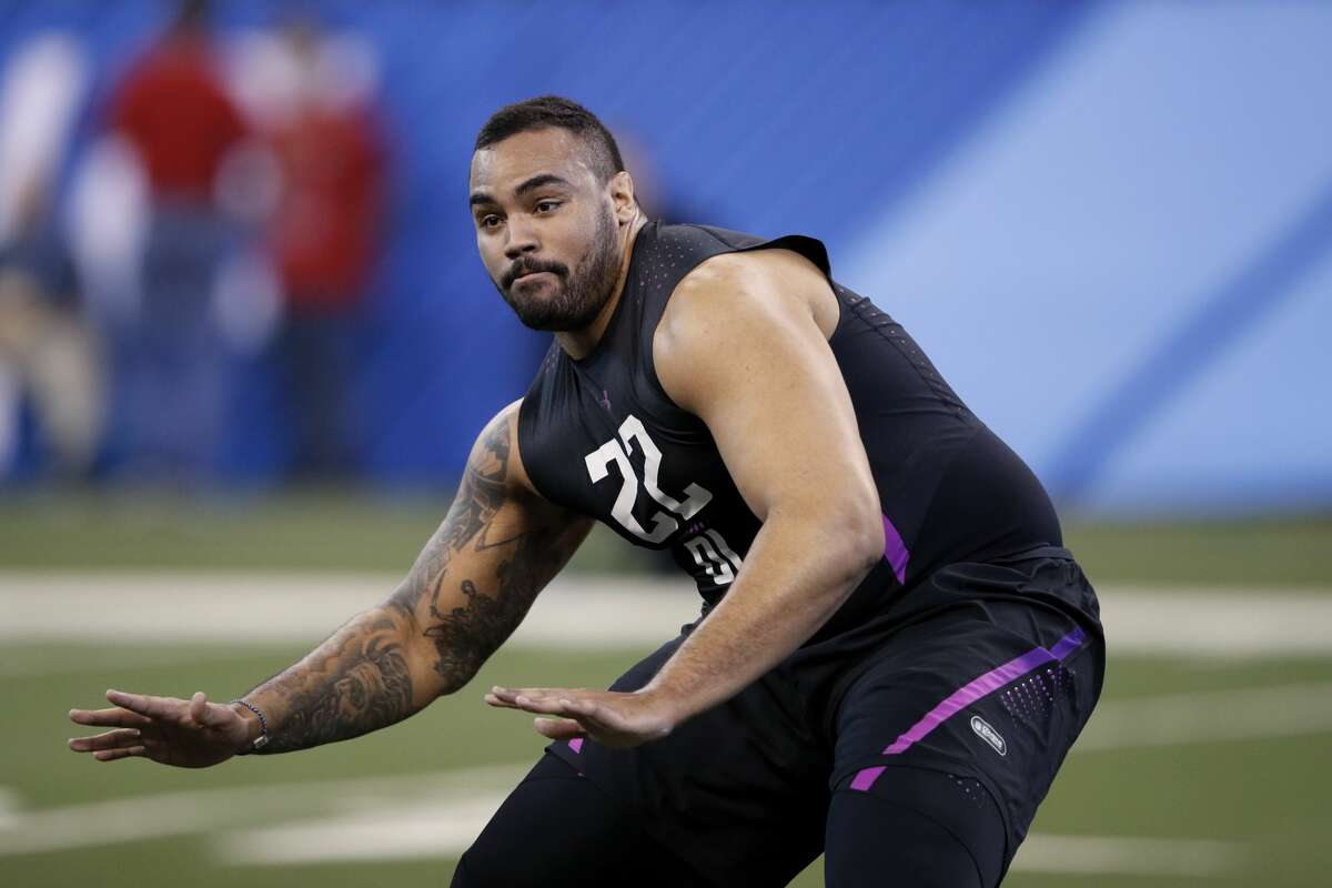INDIANAPOLIS, IN - MARCH 02: LSU offensive lineman K.J. Malone in action during the 2018 NFL Combine at Lucas Oil Stadium on March 2, 2018 in Indianapolis, Indiana. (Photo by Joe Robbins/Getty Images)
