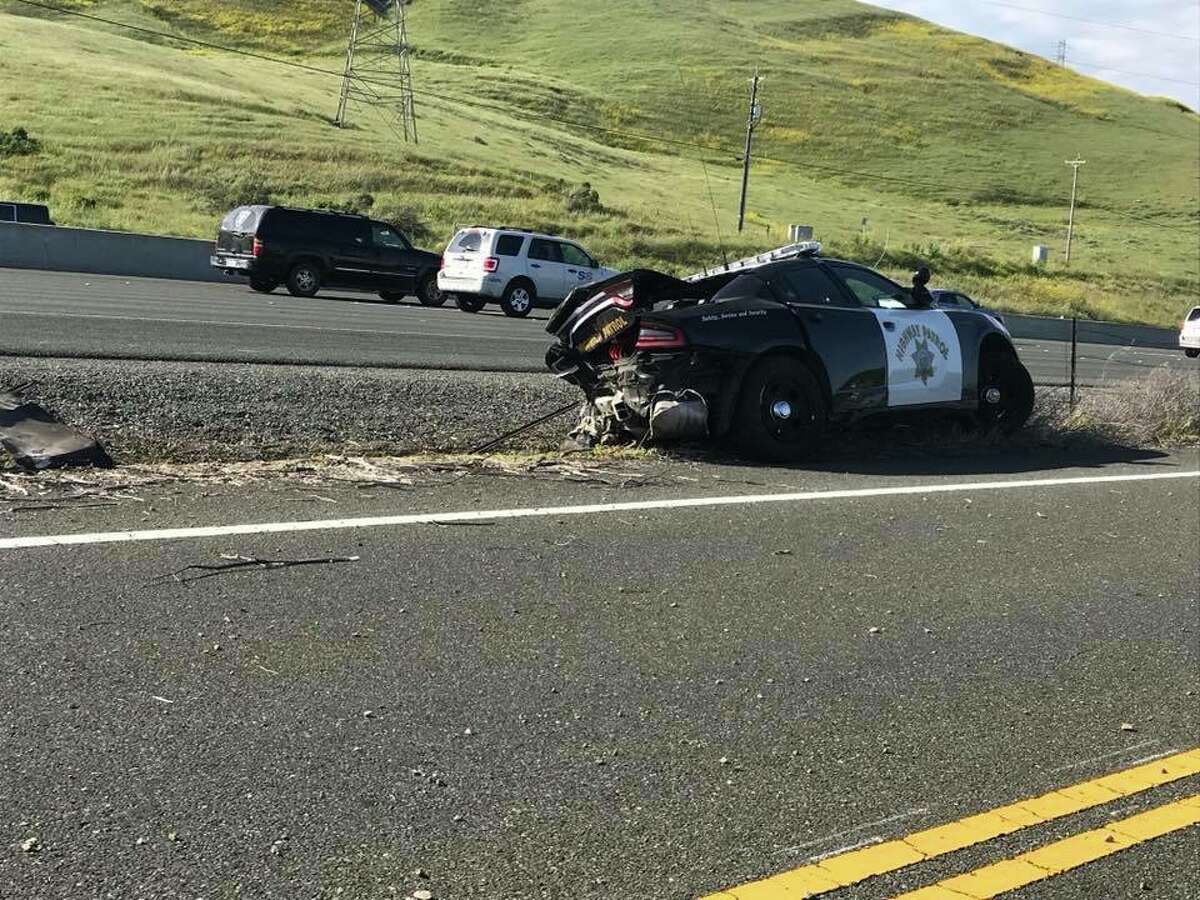 4 people injured after car hits CHP vehicle on east I80