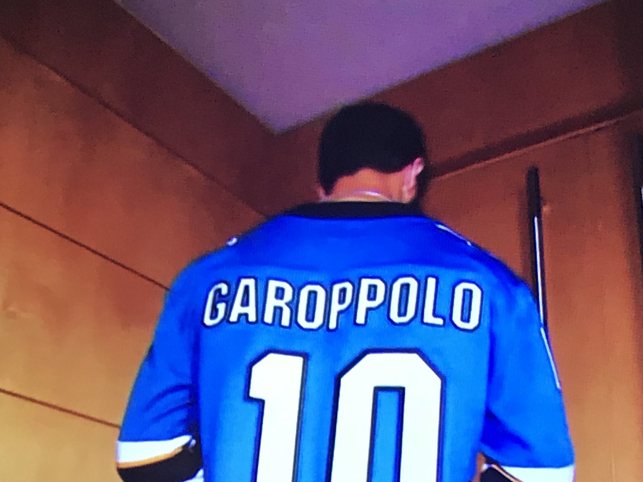 Jimmy Garoppolo is on hand to open the locker room door for Sharks