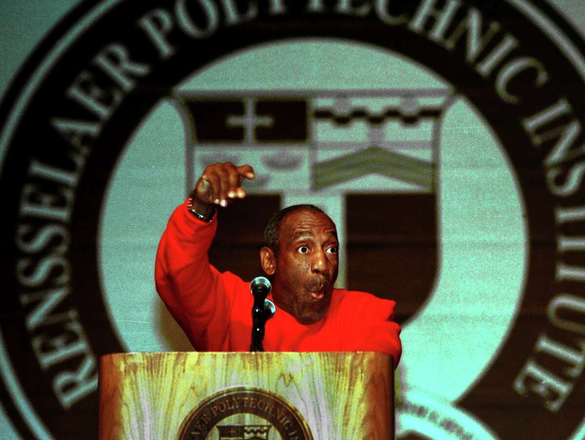 Bill Cosby addresses graduates during RPI's commencement exercise at the Pepsi Arena in Albany on May 12, 2001. Several schools have revoked Cosby's honorary degrees, and an RPI student launched a petition urging the school to do the same.