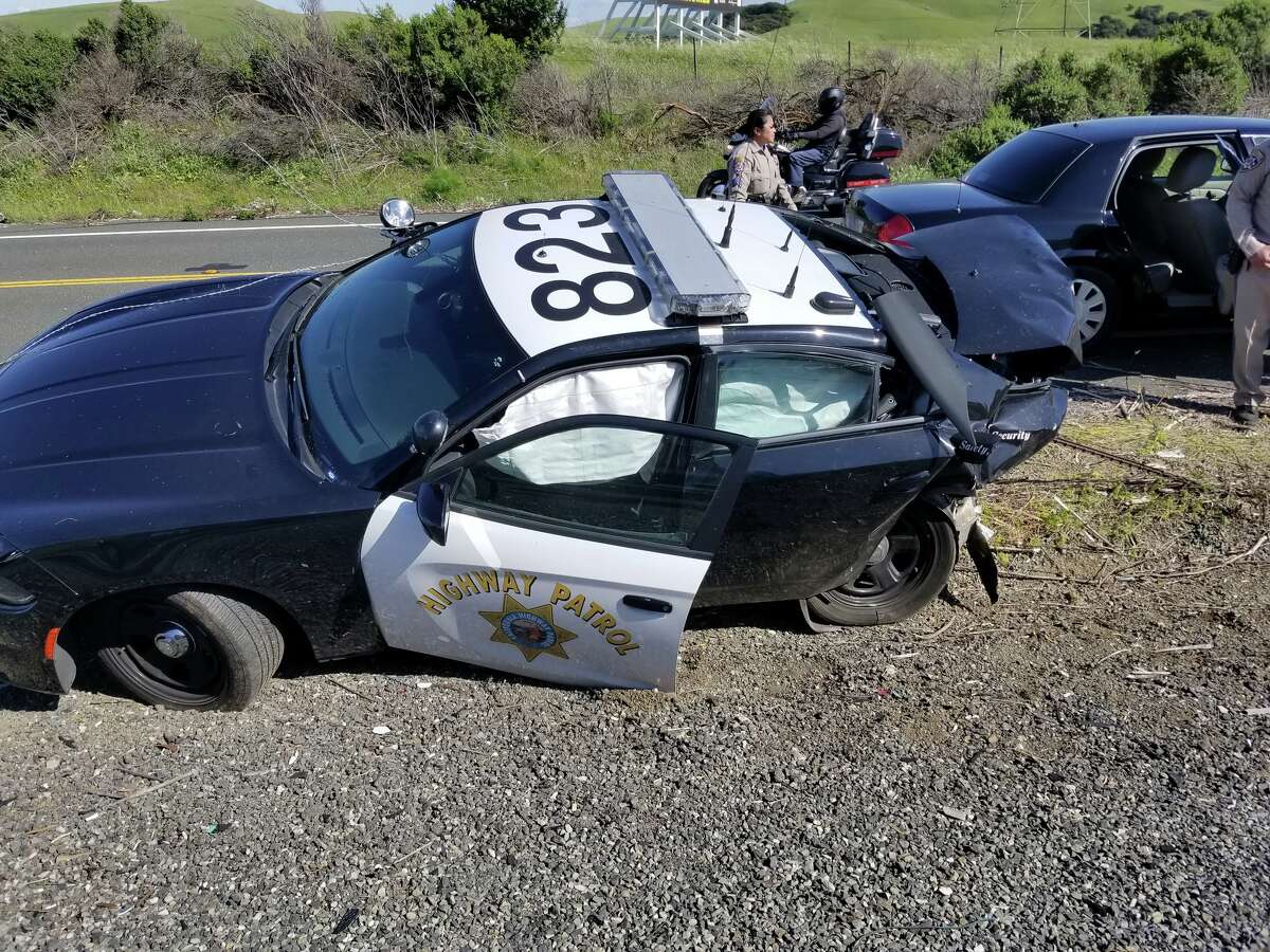 4 people injured after car hits CHP vehicle on east I80