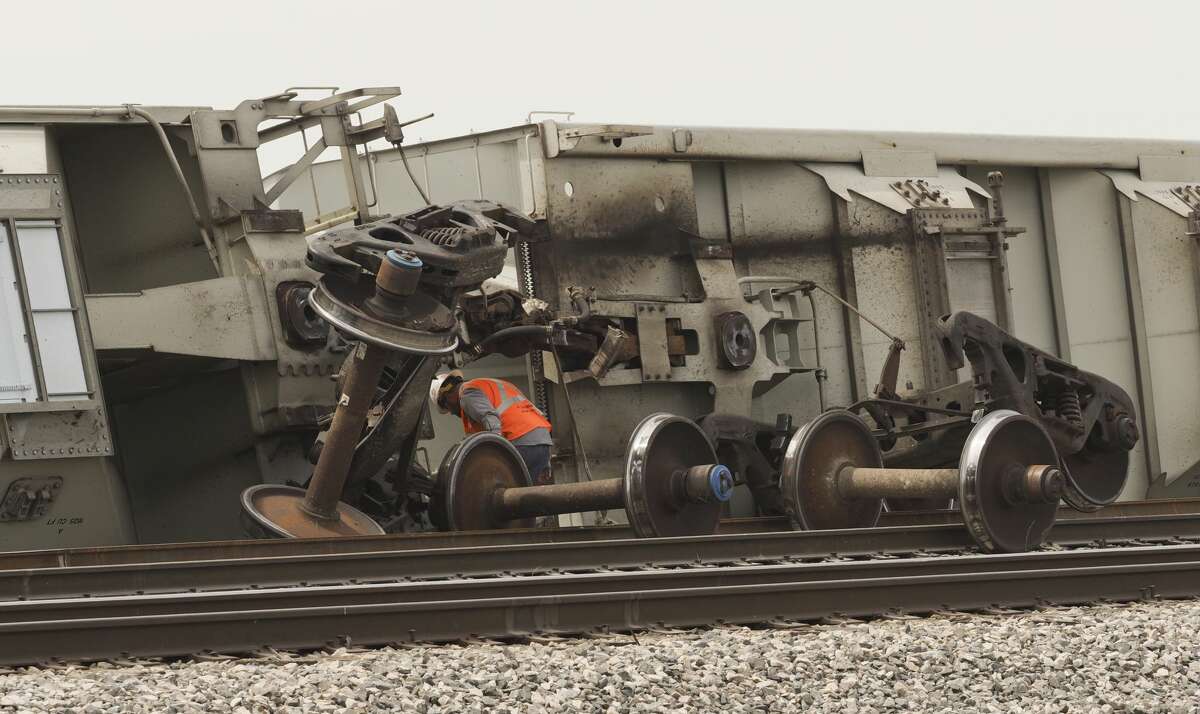 Train cars derailed late 05/01/18 morning from a train traveling East, leaving Odessa toward Midland, along the tracks by Hwy 80, across from Odessa Country Club, just West of Faudree Raod. Tim Fischer/Reporter-Telegram