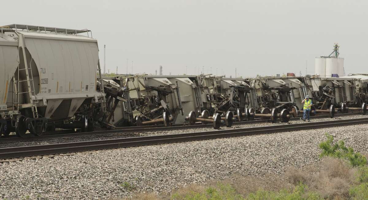 Train cars derailed late 05/01/18 morning from a train traveling East, leaving Odessa toward Midland, along the tracks by Hwy 80, across from Odessa Country Club, just West of Faudree Raod. Tim Fischer/Reporter-Telegram