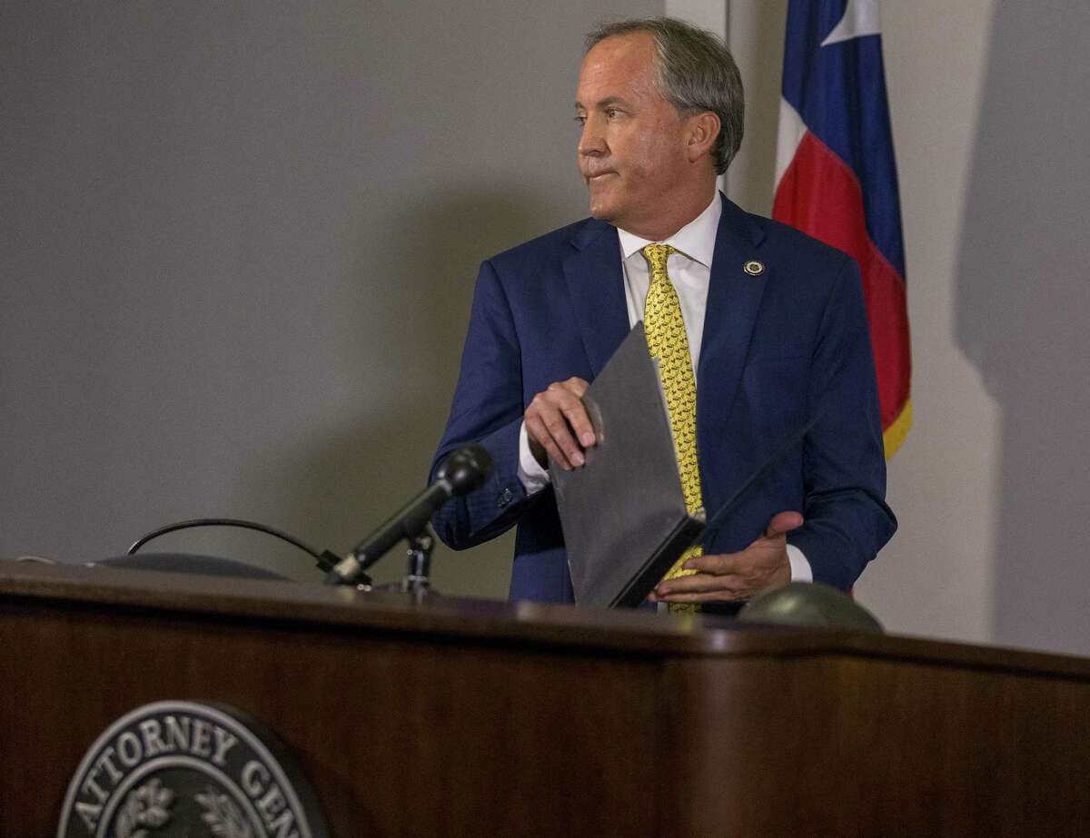 Texas Attorney General Ken Paxton prepares to announce his lawsuit against the federal government to end the Deferred Action for Childhood Arrivals (DACA) at his office in downtown Austin, Tuesday, May 1, 2018. On Friday, he filed a lawsuit against San Antonio police and the City of San Antonio.