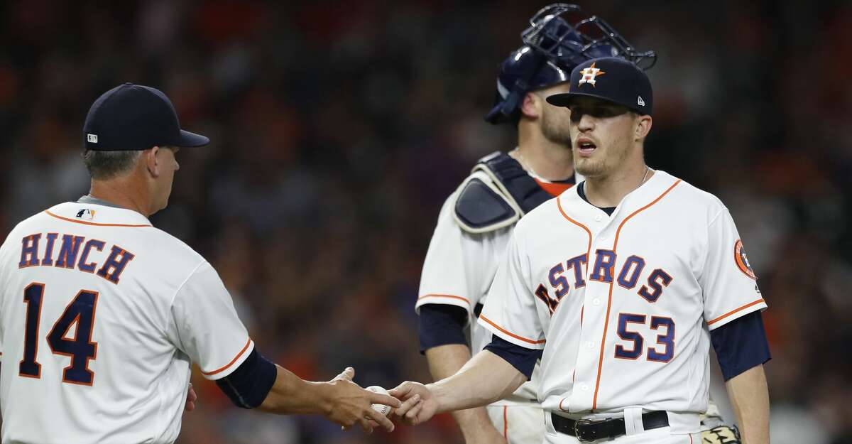 PHOTOS: A look at Ken Giles' meltdown and the rest of the Astros' loss to the Yankees Houston Astros relief pitcher Ken Giles gets pulled by manager AJ Hinch during the ninth inning of an MLB game at Minute Maid Park, Tuesday, May 1, 2018, in Houston. ( Karen Warren / Houston Chronicle ) Browse through the photos above for more from the Astros' loss to the Yankees.