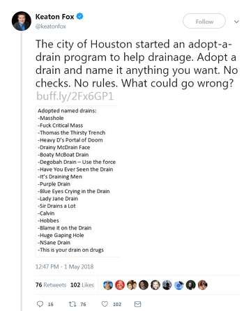 Houston S Adopt A Drain Program Has Turned Into A Hilarious