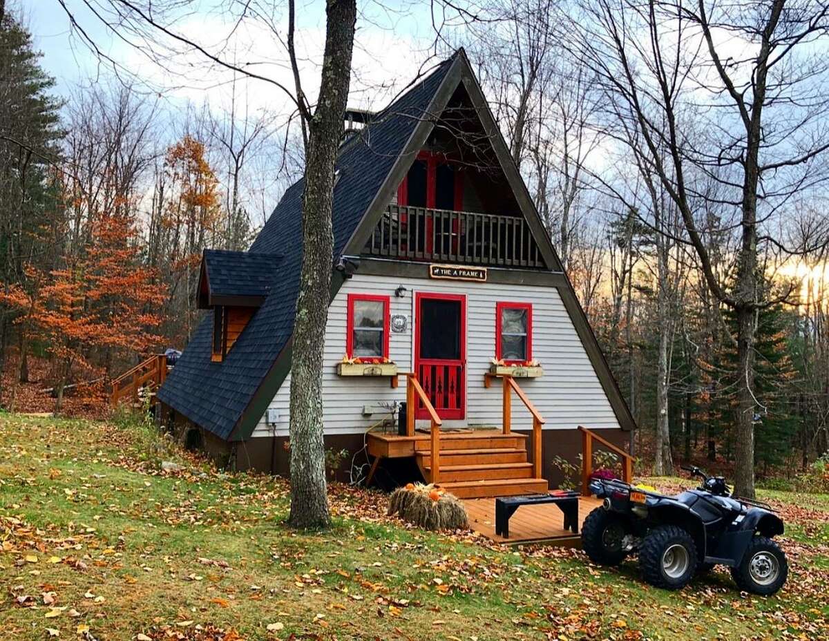 Jay, NY. Adirondack Mountainside A-Frame. Price: $149. "A cozy pet friendly A-frame nestled in the Jay Range with view of Whiteface Mountain. The home features a living room, fireplace, loft bedroom and fully equipped kitchen. With endless activities to choose from, we are located just 10 minutes from Whiteface Mountain and 20 minutes from Lake Placid." View full listing on Airbnb.