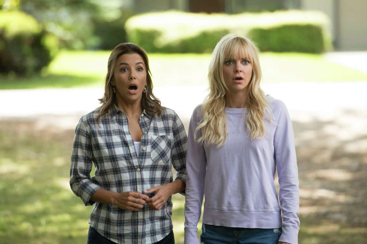 Eva Longoria and Anna Faris play mischief-making friends in "Overboard," the gender-flipping remake of the 1987 Goldie Hawn-Kurt Russell comedy.
