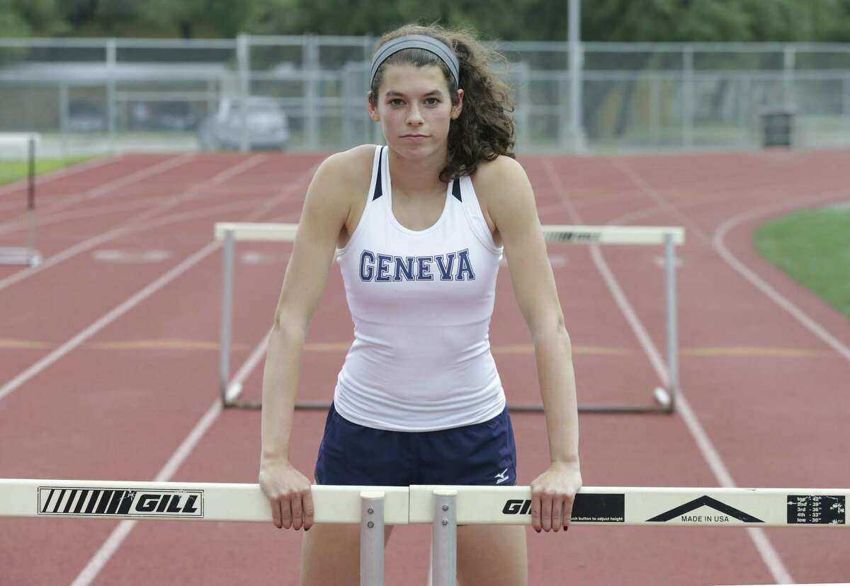 Boerne Geneva's Amy Ambelang will compete in both hurdles races, the long jump and the 1,600 relay at the TAPPS state meet.