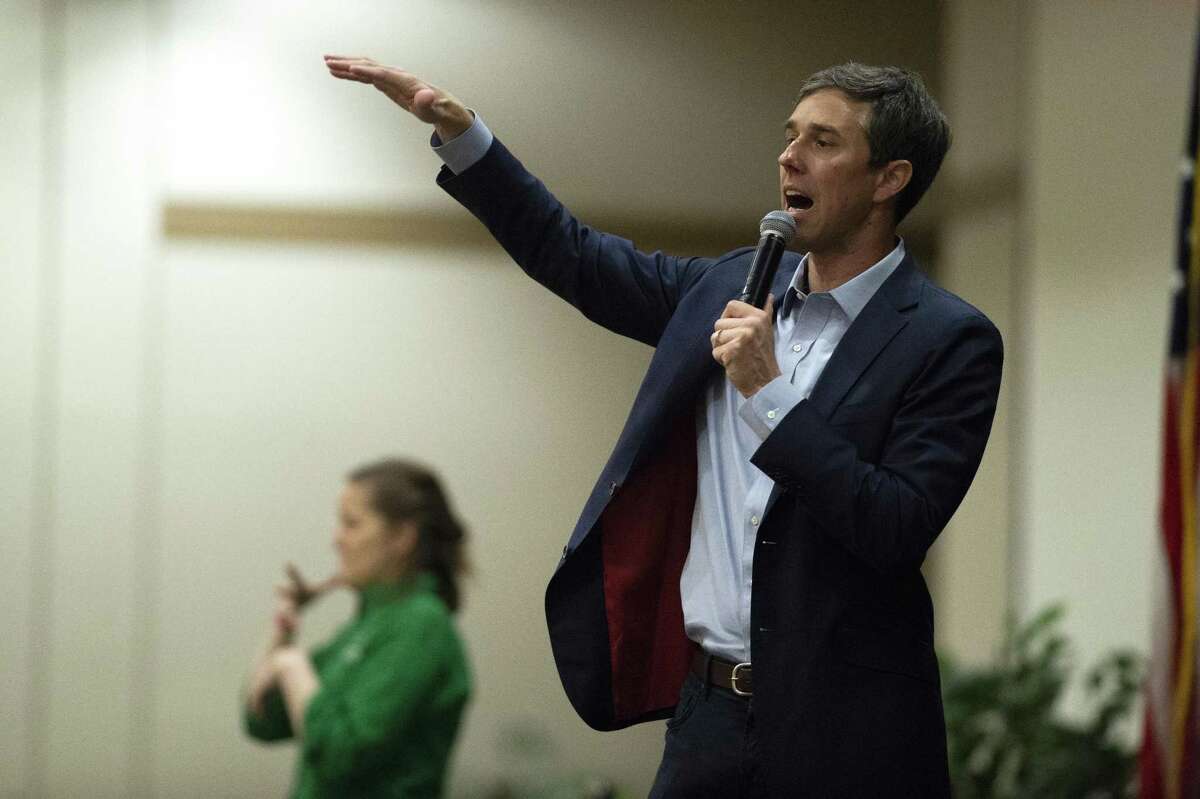 Beto O'Rourke speaks during a recent town hall in Denton. He is talking to voters across the Lone Star State, not just the metropolitan areas, almost all of which have become solidly Democratic; and based on polling, his strategy is working.