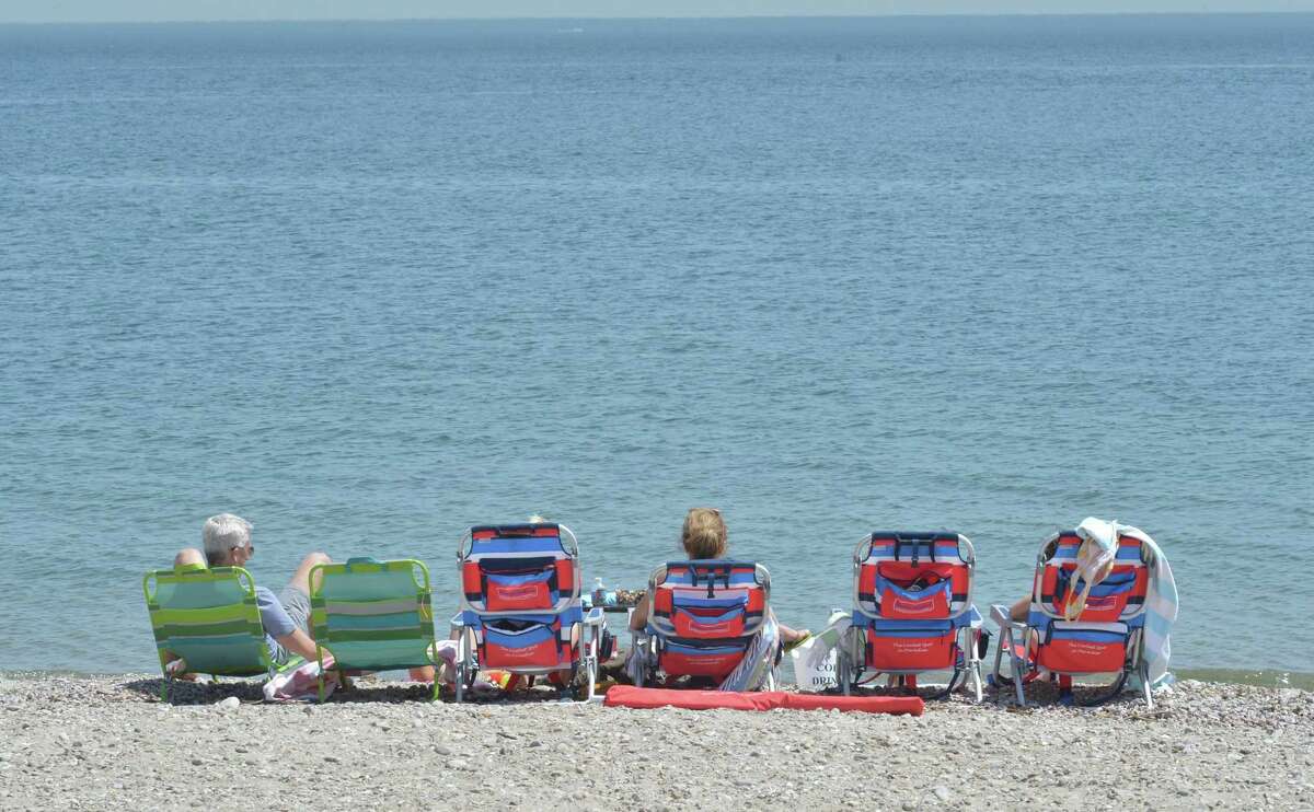 Compo Beach in Westport Conn. was busy on Wednesday May 2, 2018 as people got outside to enjoy the warm weather