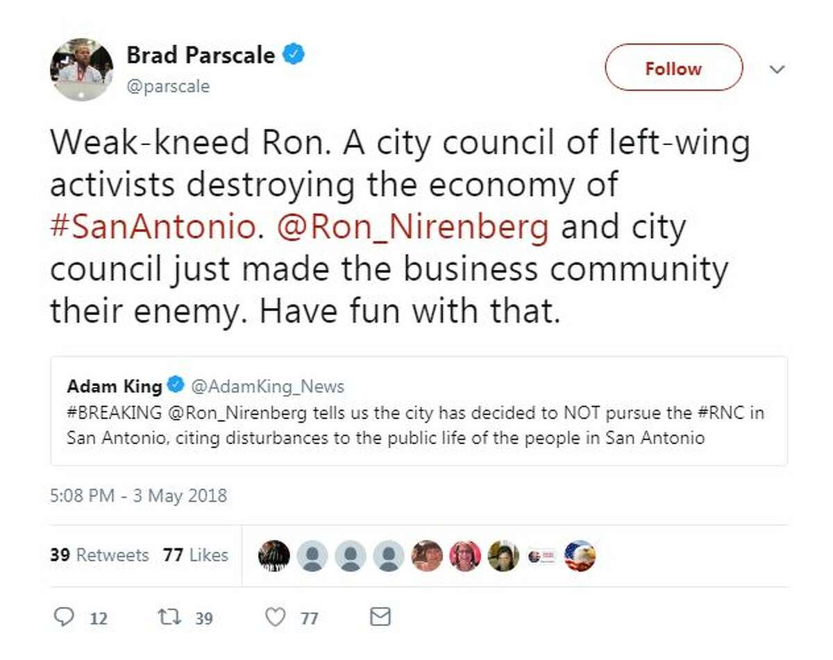 Weak-kneed Ron. A city council of left-wing activists destroying the economy of #SanAntonio. @Ron_Nirenberg and city council just made the business community their enemy. Have fun with that.