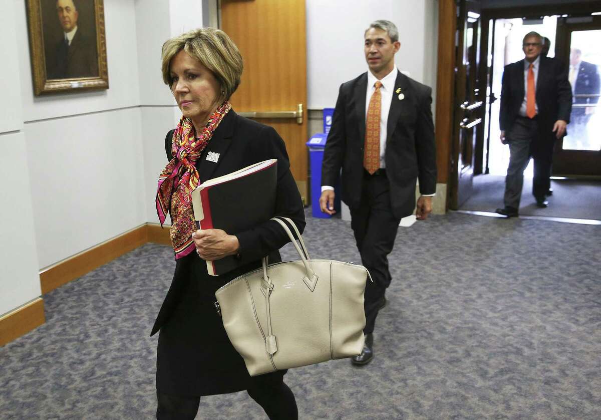 City manager Sheryl Sculley walks in followed by Mayor Ron NIrenberg as City council goes behind closed doors to debate the issue of the possible RNC 2020 convention in San Antonio on May 3, 2018.