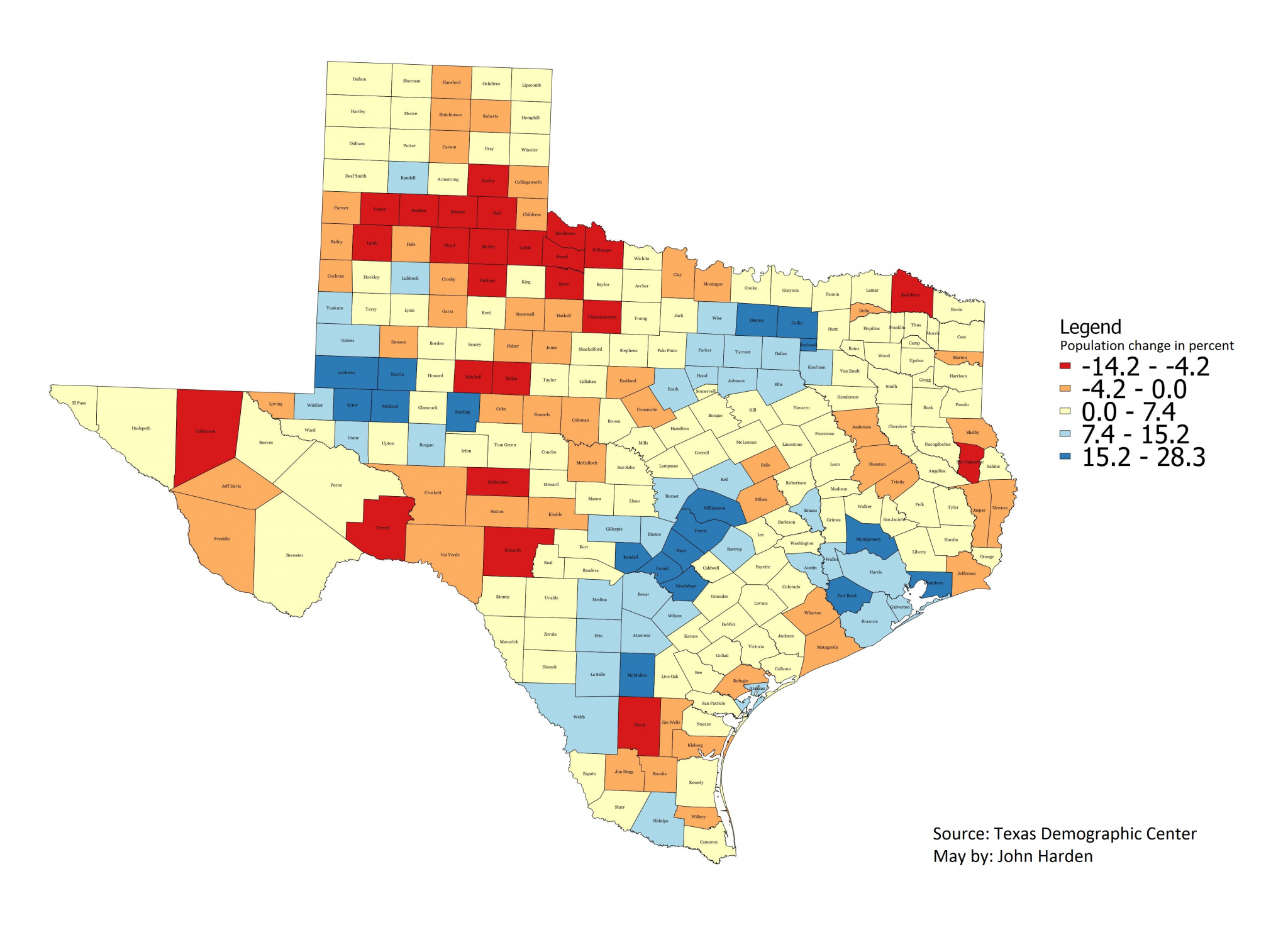 New 2016 Texas county population estimates show continued urban rise.