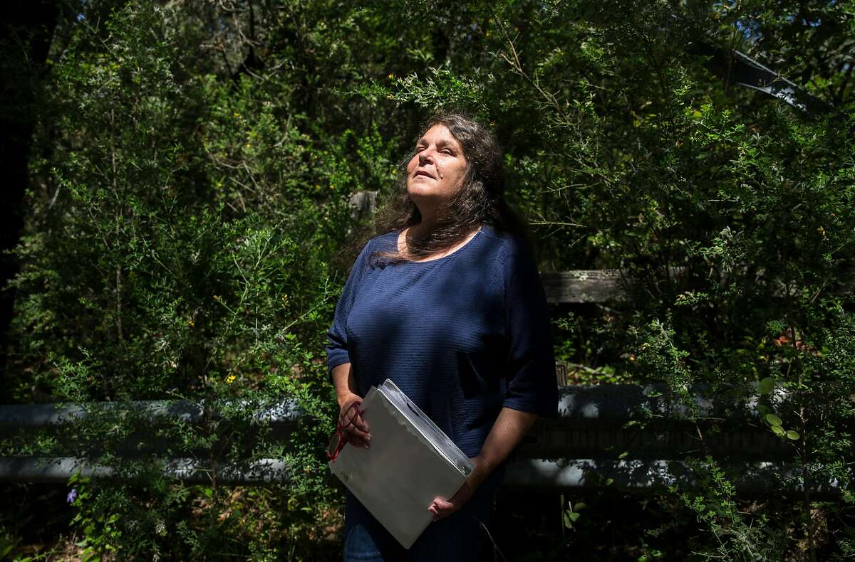 Debora Silva poses for a portrait Thursday, May 3, 2018 in Glen Ellen, Calif. while searching for the spot on Enterprise Road where the body of Kim Allen was found.