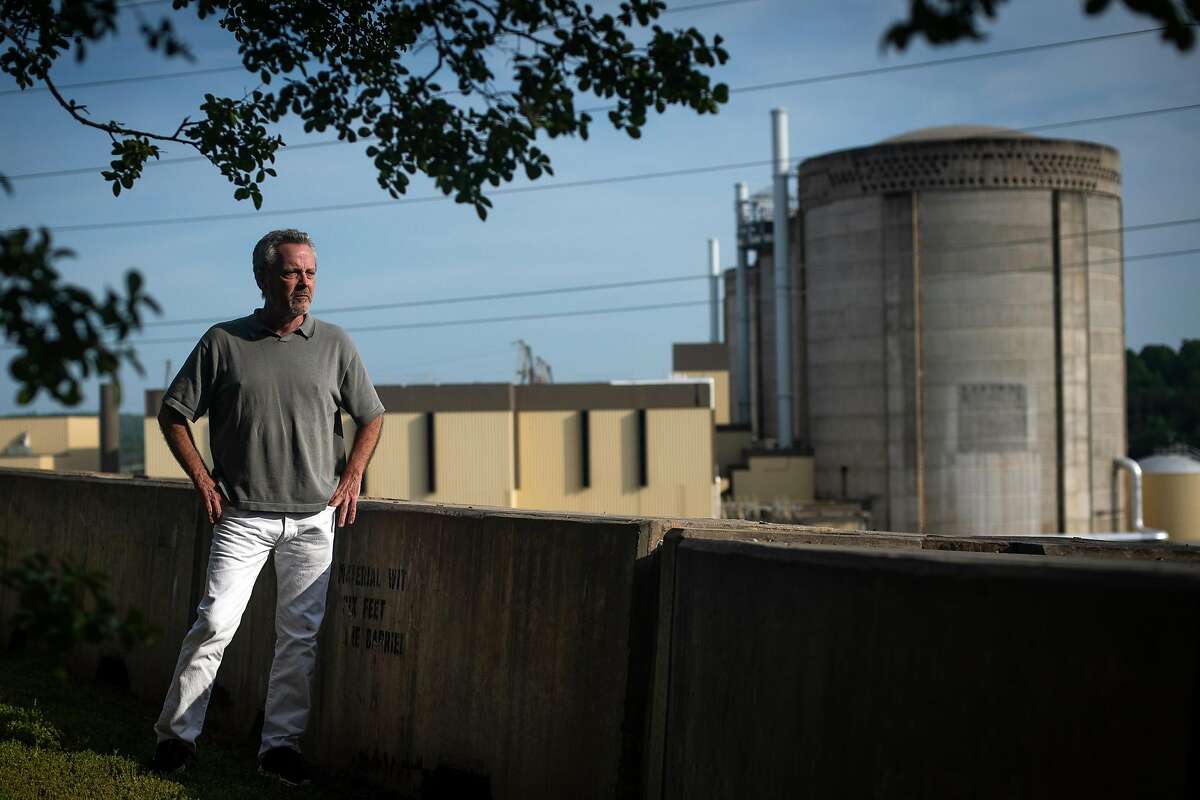 Bert Bowers, a whistleblower involved in the cleanup of the San Fransisco Naval Shipyard at Hunters Point, photographed in front of the Oconee Nuclear Station in Salem, SC, May 04, 2018. Bowers got his start in the nuclear industry working in radiation safety at the Oconee facility when he was eighteen years old, and grew up right down the road from the site.