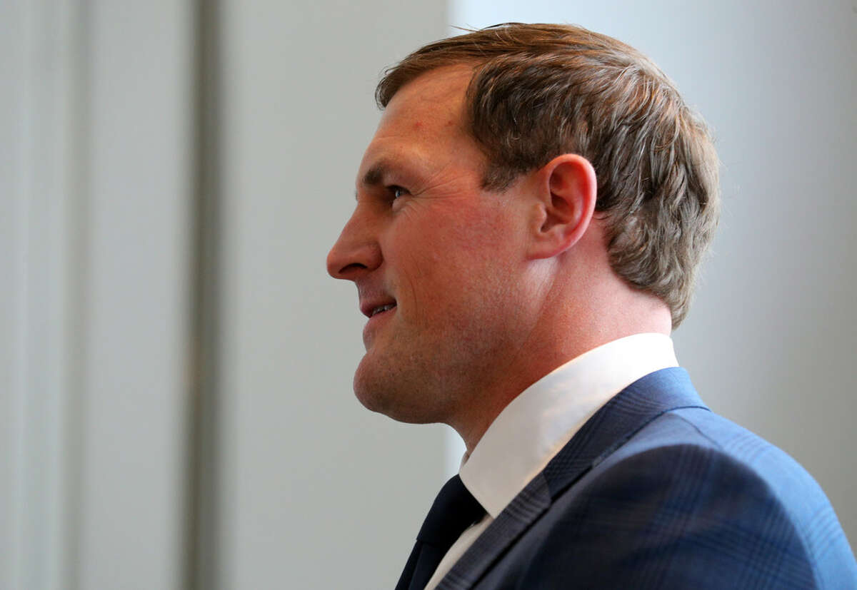 Dallas Cowboys tight end Jason Witten waits as a highlight video is played during a press conference at team's training facility and headquarters, Thursday, May 3, 2018, in Frisco, where he announced his retirement. (AP Photo/Richard Rodriguez)