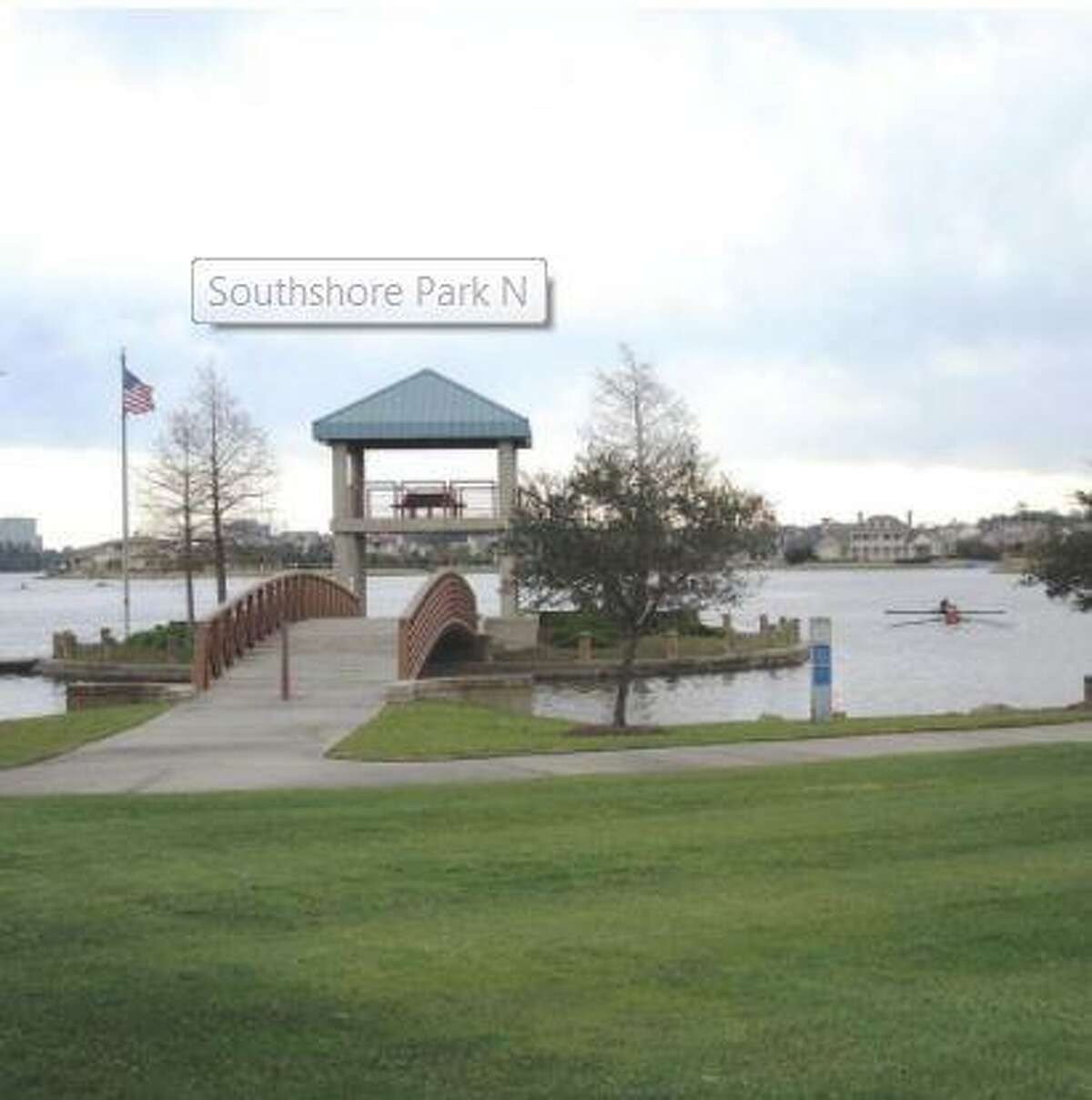 Southshore Park sits along Lake Woodlands in The Village of Panther Creek.