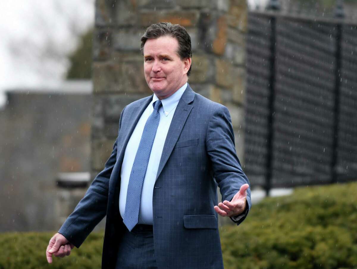 Senate Majority Leader John Flanagan leaves the Executive Mansion following a closed-door budget meeting with Gov. Andrew Cuomo on Tuesday, Jan. 17, 2017, in Albany, N.Y. (Will Waldron/Times Union)