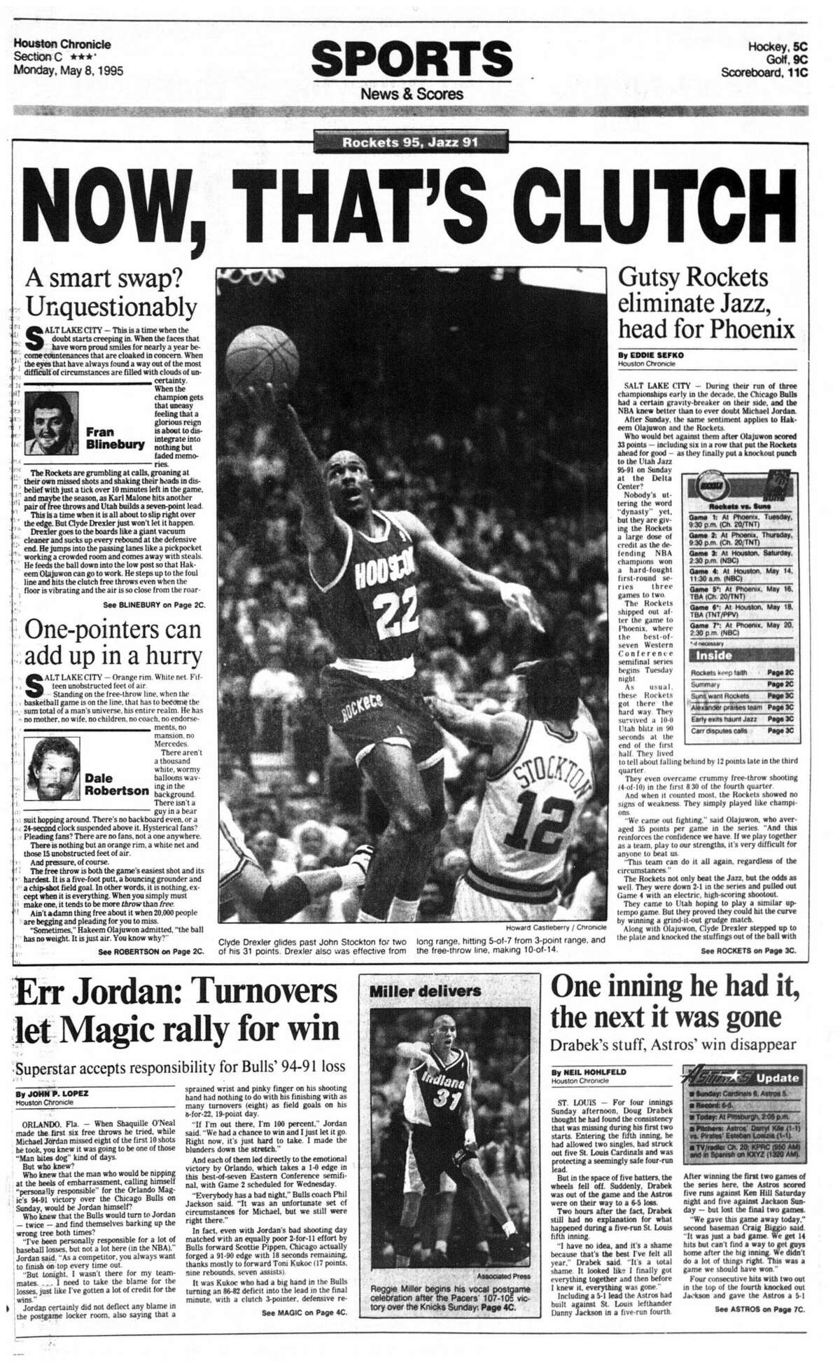Today in playoff history: 1995 Rockets set 3-point record in Utah
