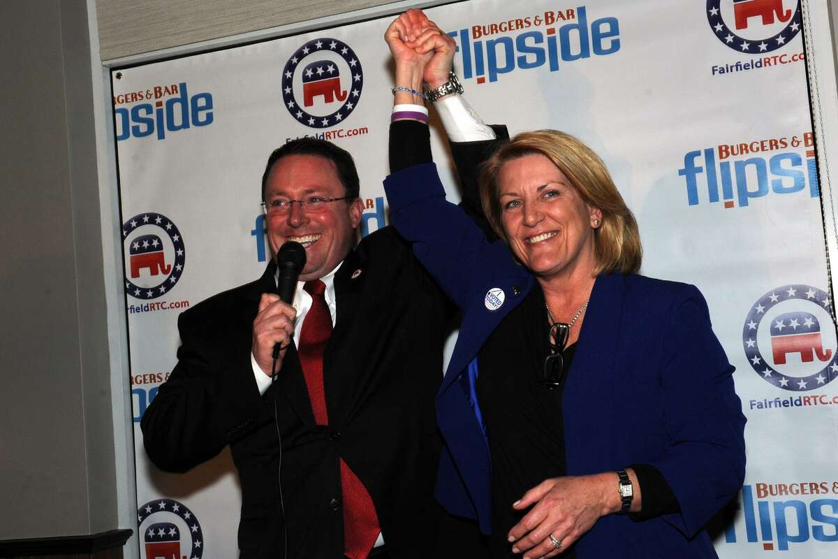 Fairfield Republican Town Chairman James Millington is shown in a 2016 file photo celebrating the re-election of state Rep. Brenda Kupchick.
