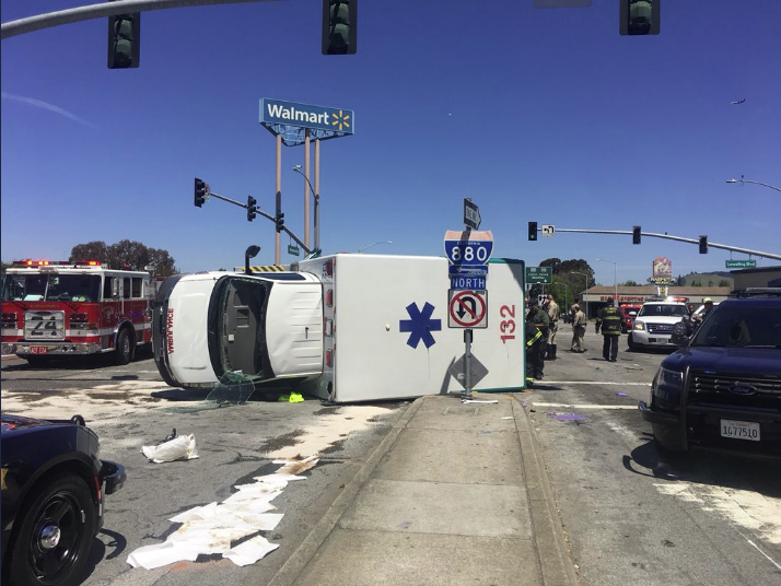 San Leandro woman dies after ambulance crashes on way to hospital