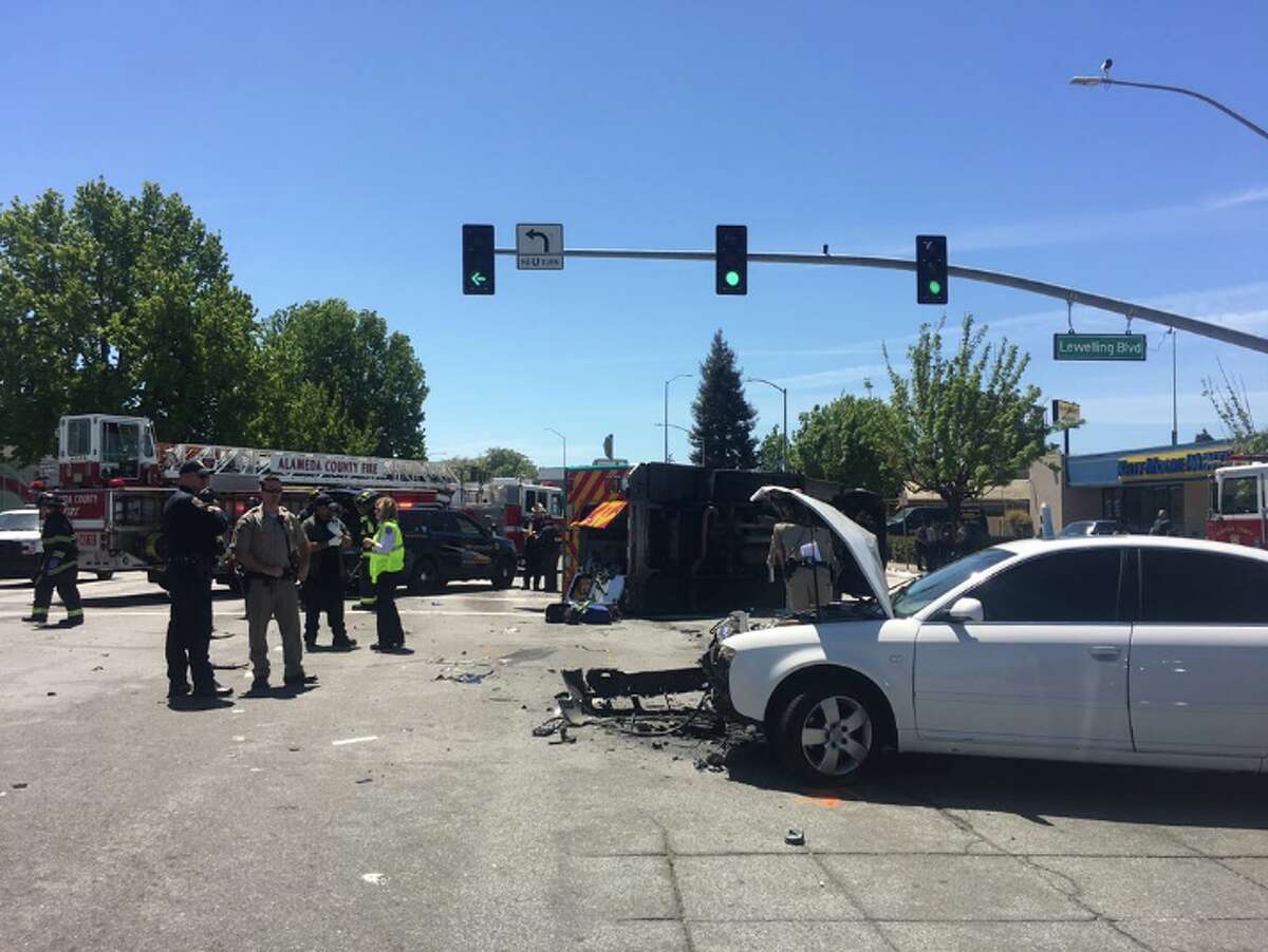 Ambulance crashes in East Bay, five injured