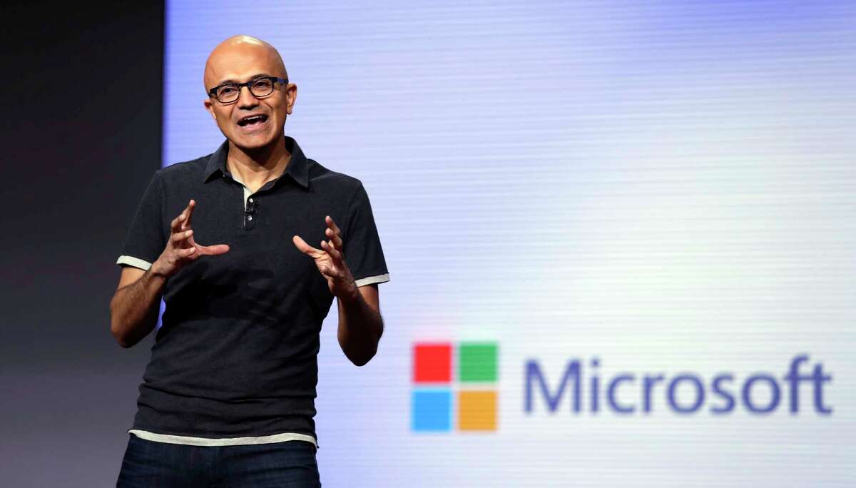 Microsoft CEO Satya Nadella delivers the keynote address at Build, the company's annual conference for software developers Monday, May 7, 2018, in Seattle. Microsoft will invest in a high-speed train from Seattle to Vancouver, in under an hour.  