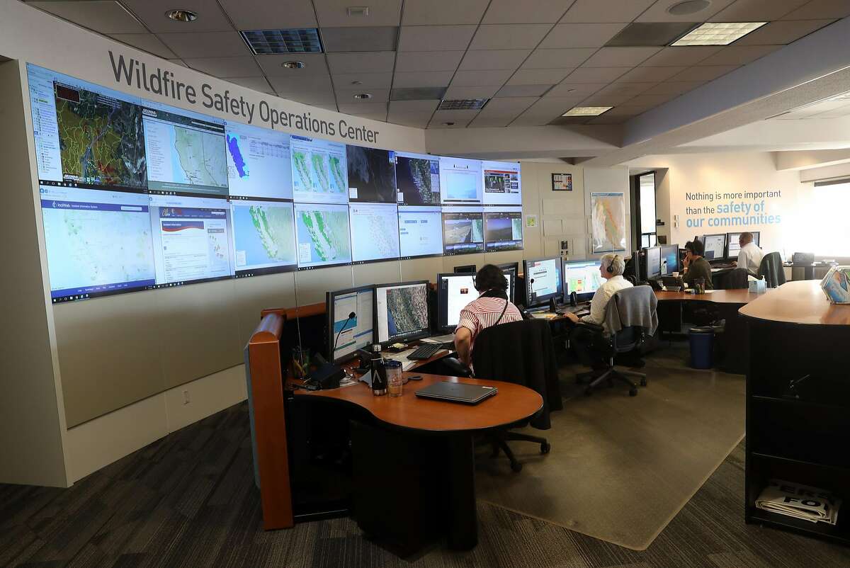 Analysts work at PG&E's Wildfire Safety Operations Center in San Francisco, CA on Monday, May 7, 2018.