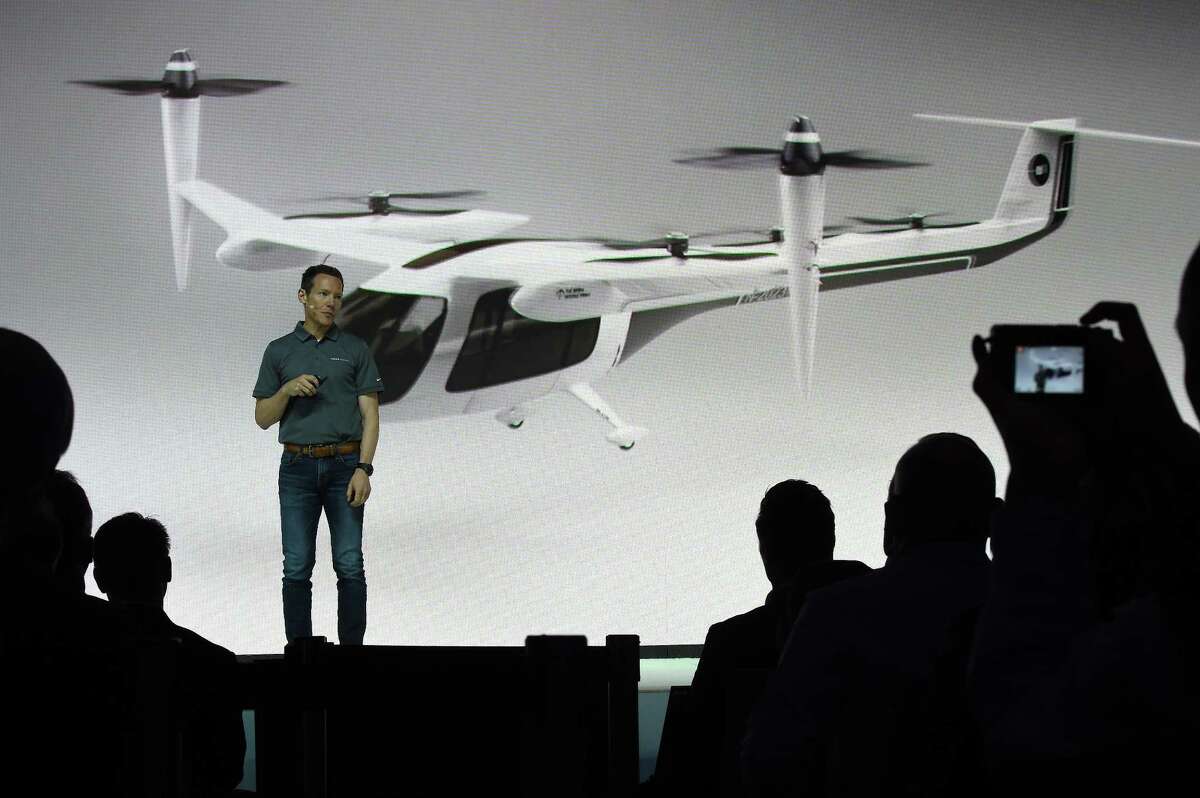 Jeff Holden, Uber chief product officer, speaks at the second annual Uber Elevate Summit, on May 8, 2018 at the Skirball Center in Los Angeles, California. Uber introduced it's electric powered "flying taxi" vertical take-off and landing concept aircraft at the event, which showcases prototypes for UberAir's fleet of airborne taxis. / AFP PHOTO / Robyn BeckROBYN BECK/AFP/Getty Images