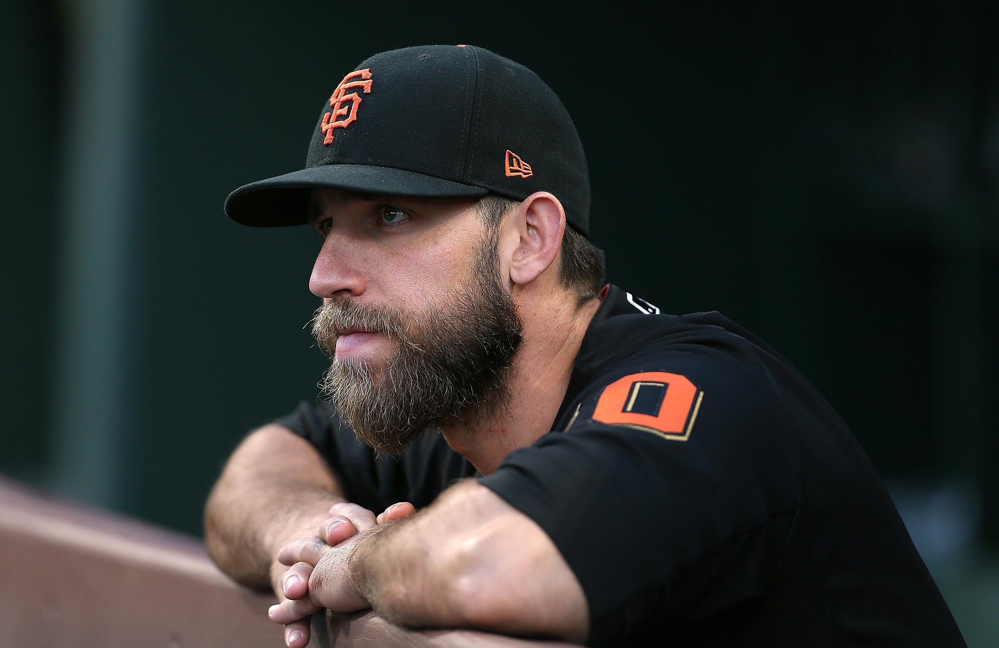 San Francisco Giants pitcher Madison Bumgarner is shown after taking batting  practice before a baseball game between the Giants and the San Diego Padres  in San Francisco, Tuesday, Sept. 8, 2009. Bumgarner