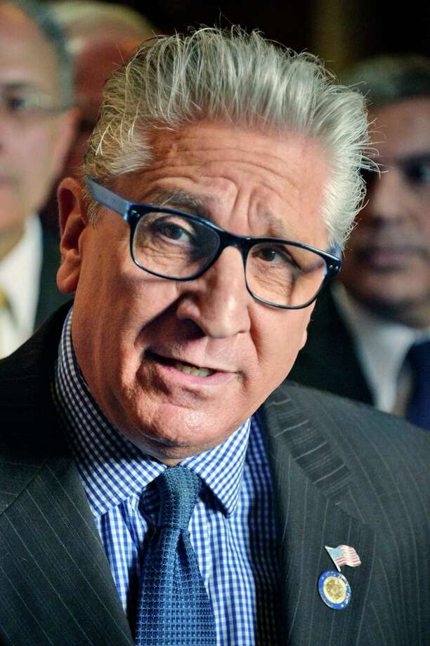 Senator James Tedisco speaks during a news conference on a bipartisan push to unlink standardized tests and teacher evaluations at the Capitol Tuesday May 8, 2018 in Albany, NY.  (John Carl D'Annibale/Times Union) Photo: John Carl D'Annibale / 20043734A