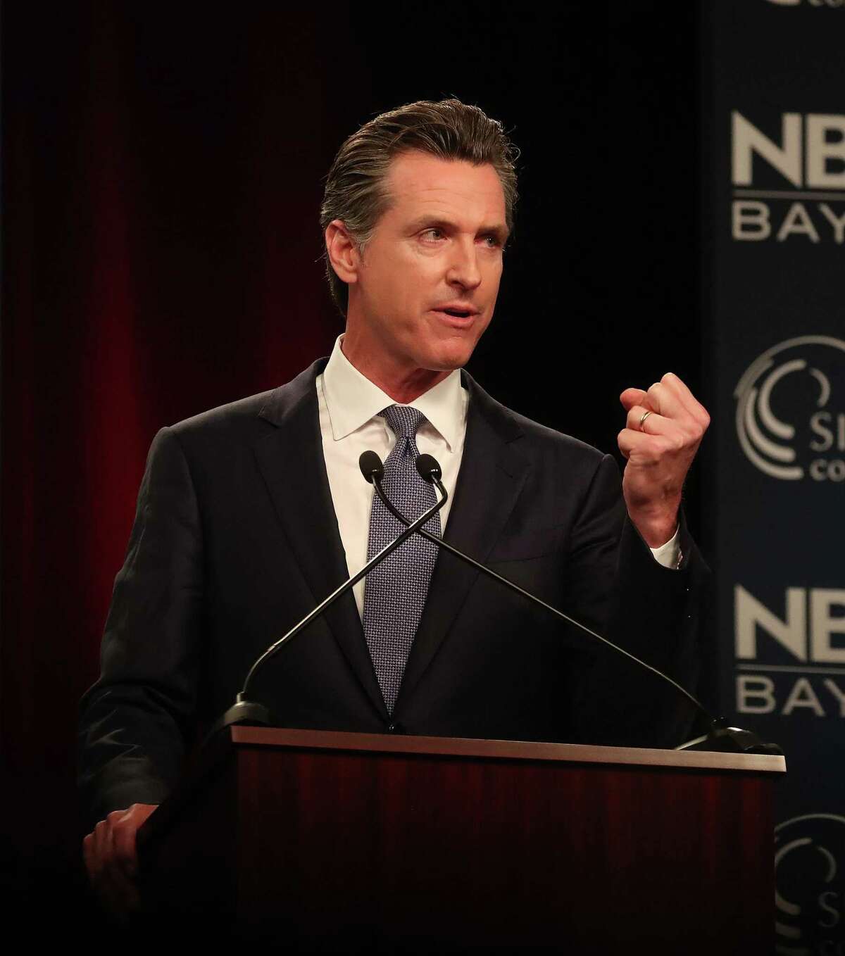Democratic candidate Gavin Newsom takes part in the âDecision 2018: The Race for Governorâ debate at the California Theatre on Tuesday, May 8, 2018, in San Jose, Calif. (Aric Crabb/Bay Area News Group)