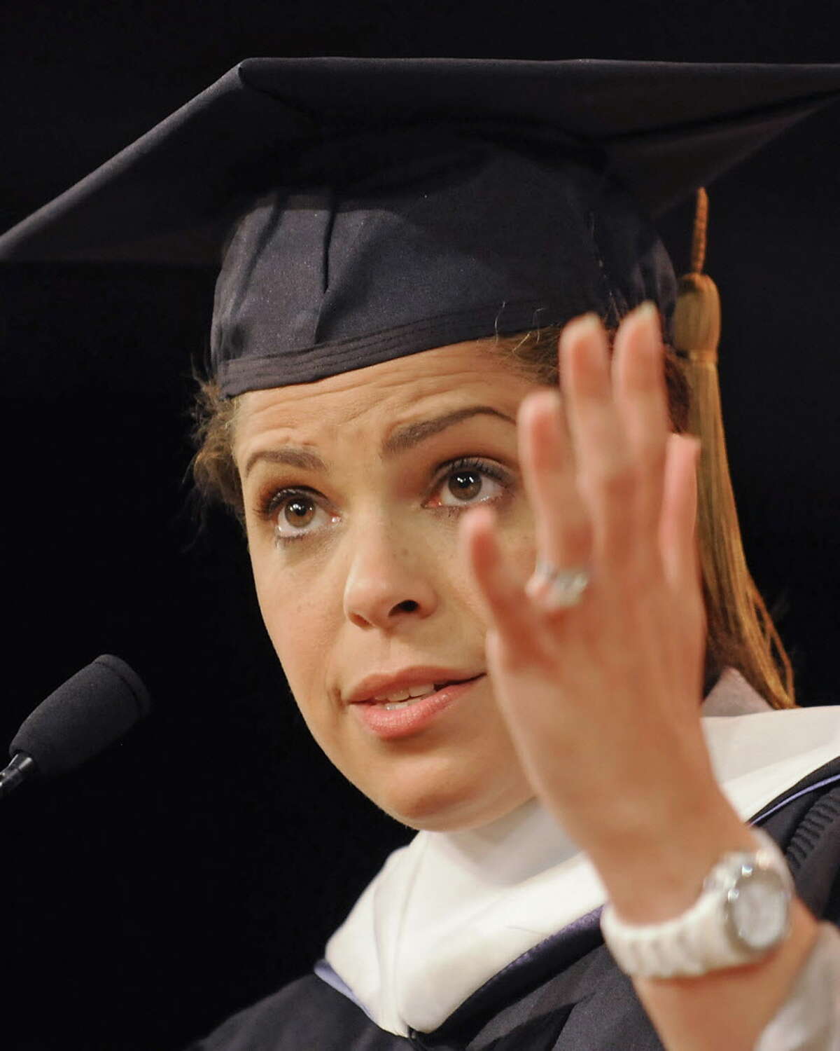 CNN anchor Soledad O'Brien gives the keynote address at Excelsior College's commencement at Empire State Plaza Convention Center in Albany on July 10, 2009.