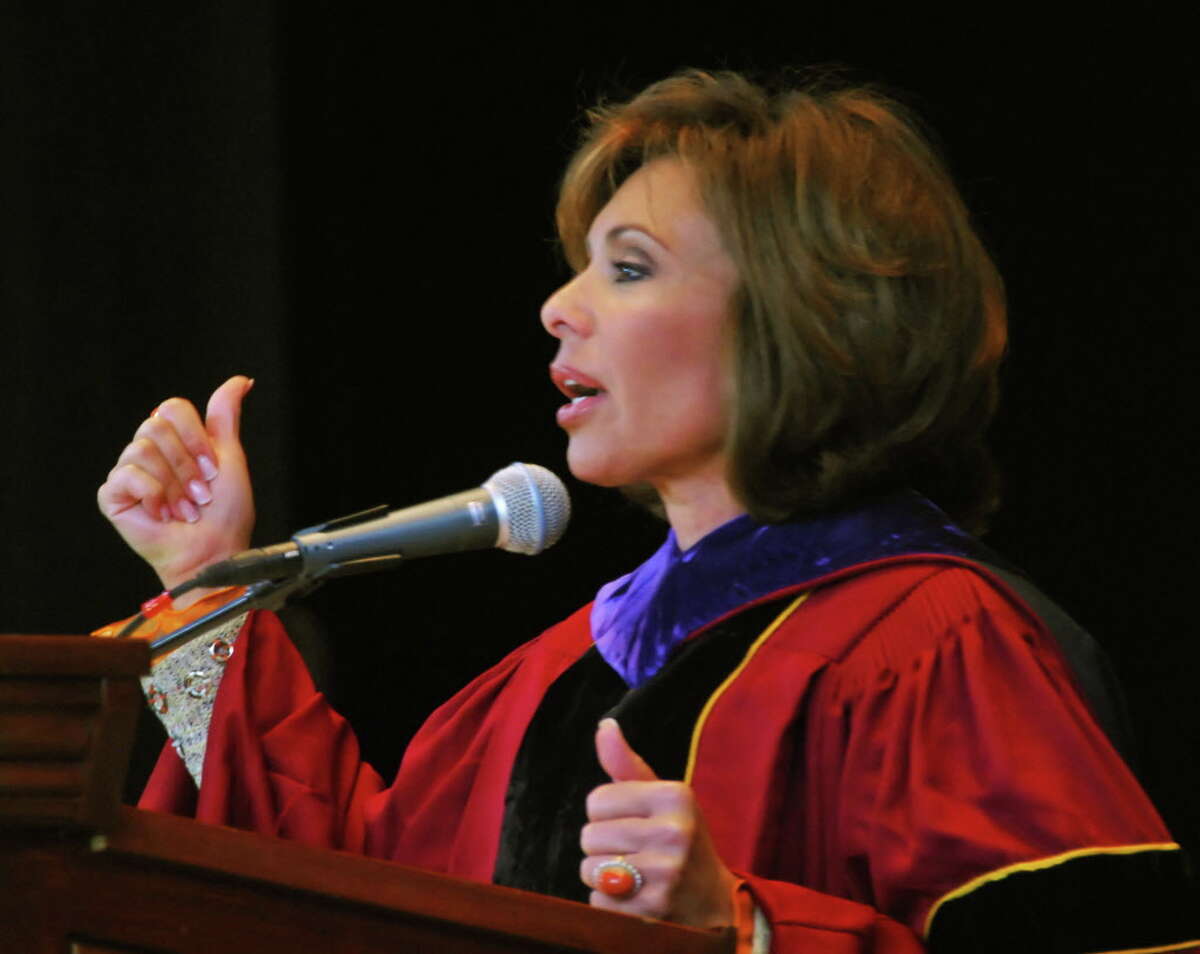 Jeanine Pirro, 1975 graduate of Albany Law School and Fox News host, speaks to graduates at SPAC amphitheater in Saratoga Springs on May 16, 2008.