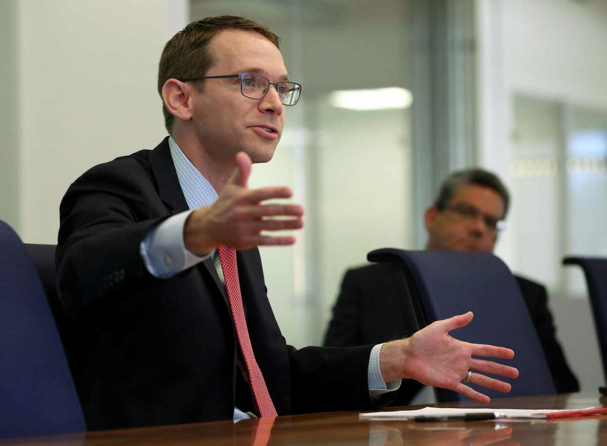 Texas Education Agency Commissioner Mike Morath speaks with the Houston Chronicle's editorial board about the looming state action against Houston ISD Wednesday, May 9, 2018, in Houston. ( Godofredo A. Vasquez / Houston Chronicle )