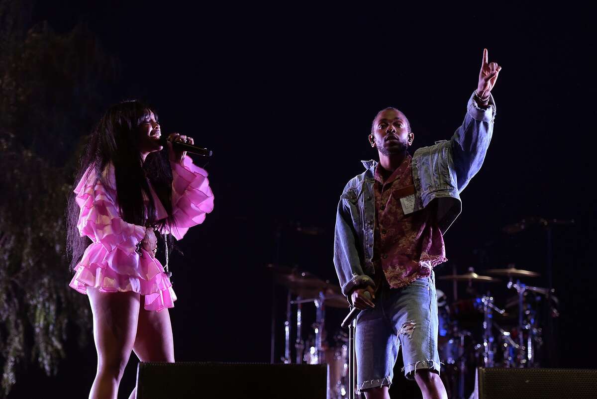 SZA and Kendrick Lamar perform onstage during the 2018 Coachella Valley Music And Arts Festival at the Empire Polo Field on April 13, 2018 in Indio, California.