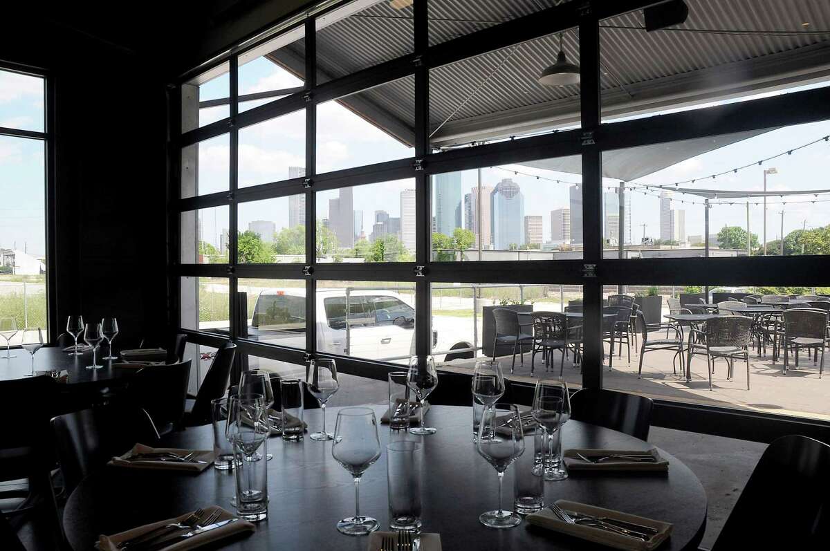 The dining room and patio at Poitin has a great view of downtown.