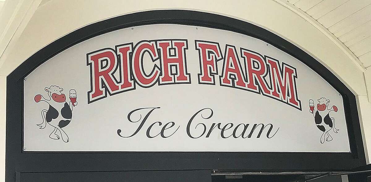 A sign above the entrance to Rich Farm Ice Cream in Brookfield, Conn., on Monday, May 7, 2018.