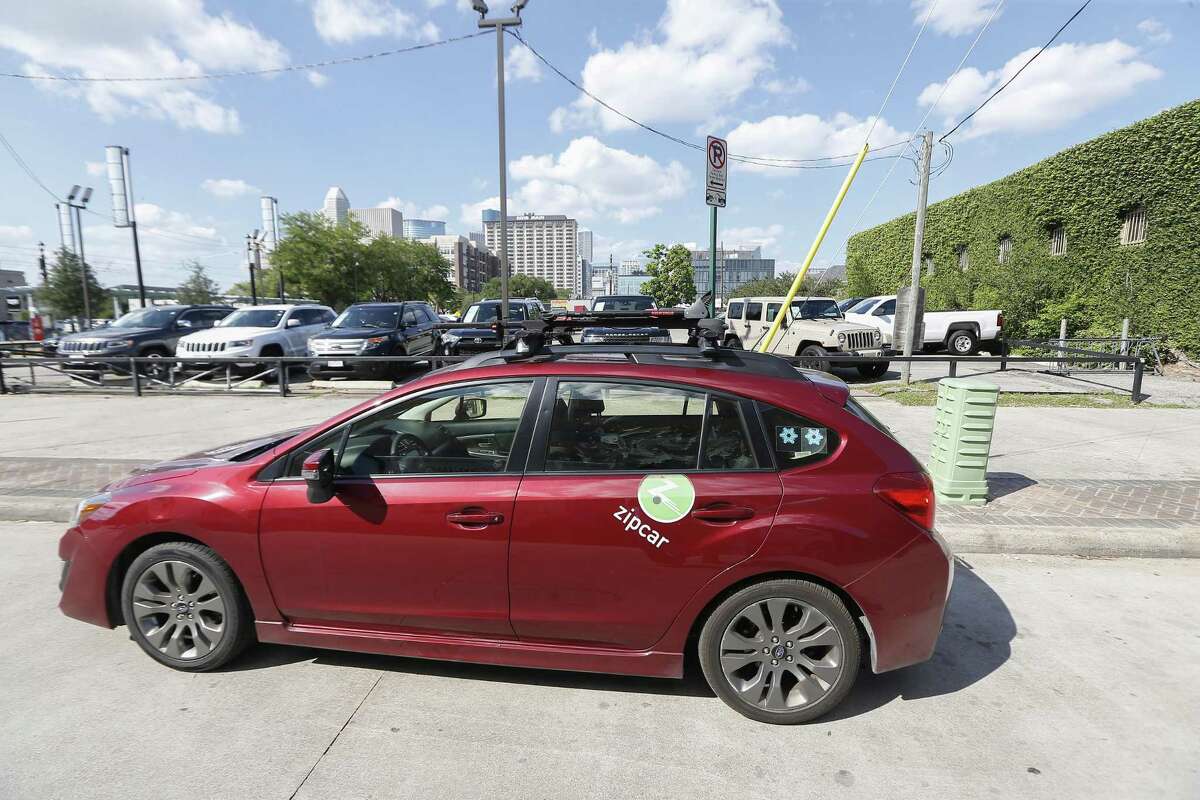 A Subaru Impreza Zipcar with a bike rack, named "Interstate" is seen parked at McGowen and Main on May 10.