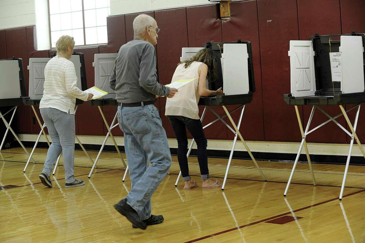 Voting takes place at the Frank A. Berry School in Bethel Thursday. Bethel residents vote Thursday, May 10, 2018, on the $29.5 million town and $1.1 million capital budgets in a referendum. This is the second budget referendum after the town and capital budgets failed last month.