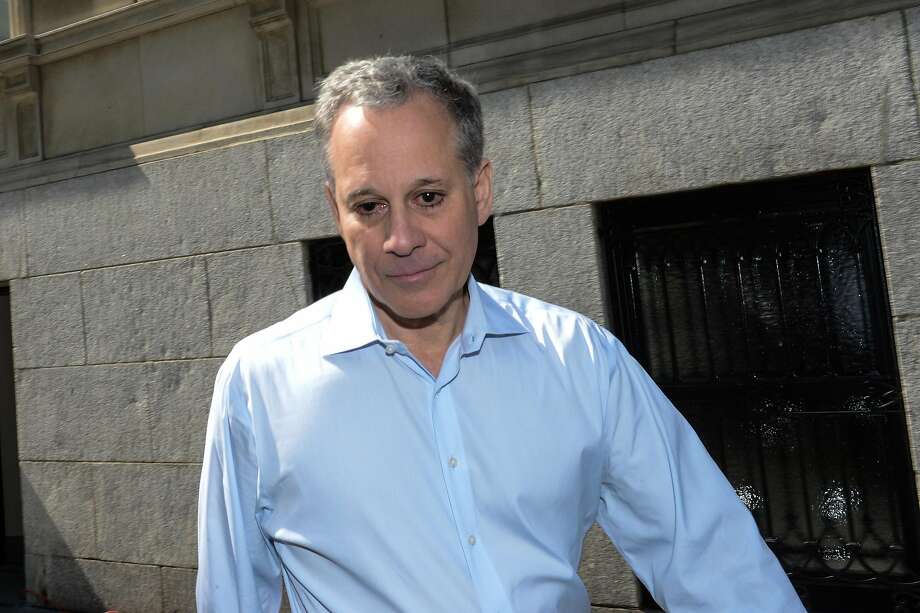 Former Attorney General Eric Schneiderman, who resigned Monday after four women came forward to say he abused and harassed them, leaves his apartment building in Manhattan, N.Y. on Thursday, May 10, 2018. (Marcus Santos/New York Daily News/TNS) Photo: Marcus Santos, TNS