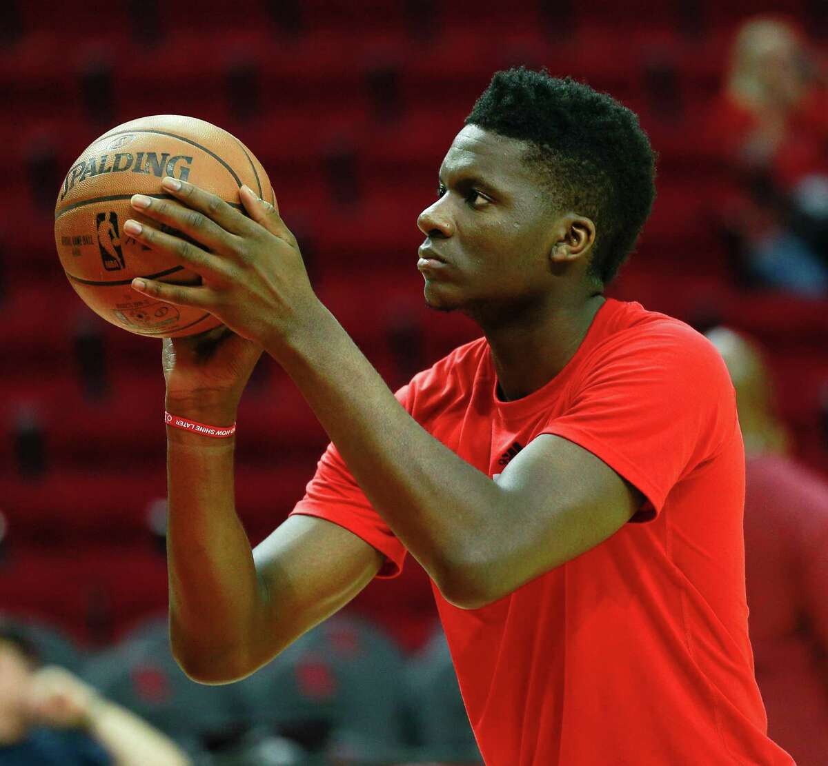 HOUSTON, TX - DECEMBER 07: Clint Capela #15 of the Houston Rockets warms up before playing the Los Angeles Lakers at Toyota Center on December 7, 2016 in Houston, Texas. NOTE TO USER: User expressly acknowledges and agrees that, by downloading and/or using this photograph, user is consenting to the terms and conditions of the Getty Images License Agreement. (Photo by Bob Levey/Getty Images)