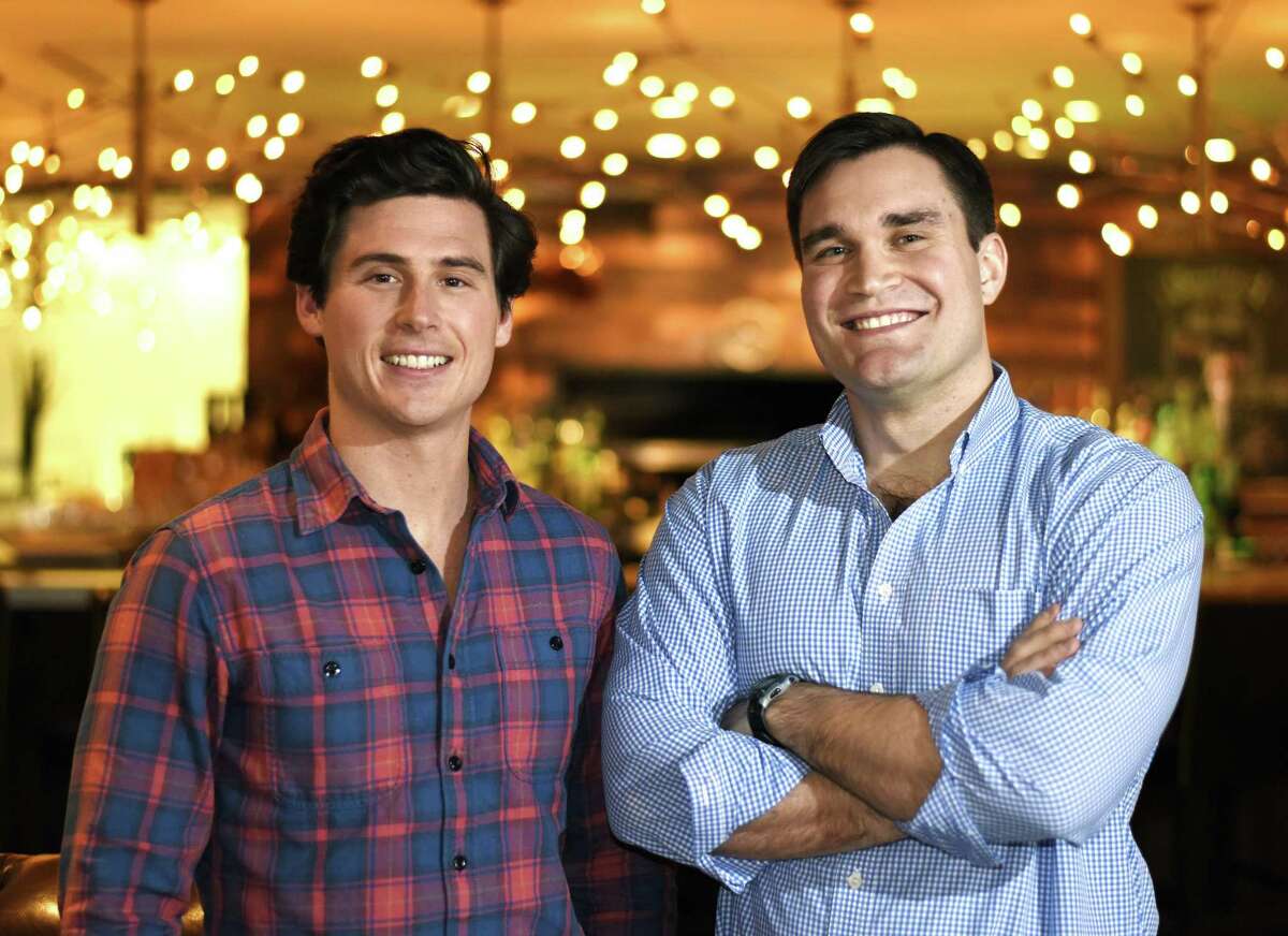 Voro co-founders Drew Tunney, left, and Tomas Hoyos pose at J House in the Riverside section of Greenwich, Conn. Monday, March 12, 2018. The two Brunswick grads recently launched Voro, a website database that helps people share recommendations for finding medical professionals.