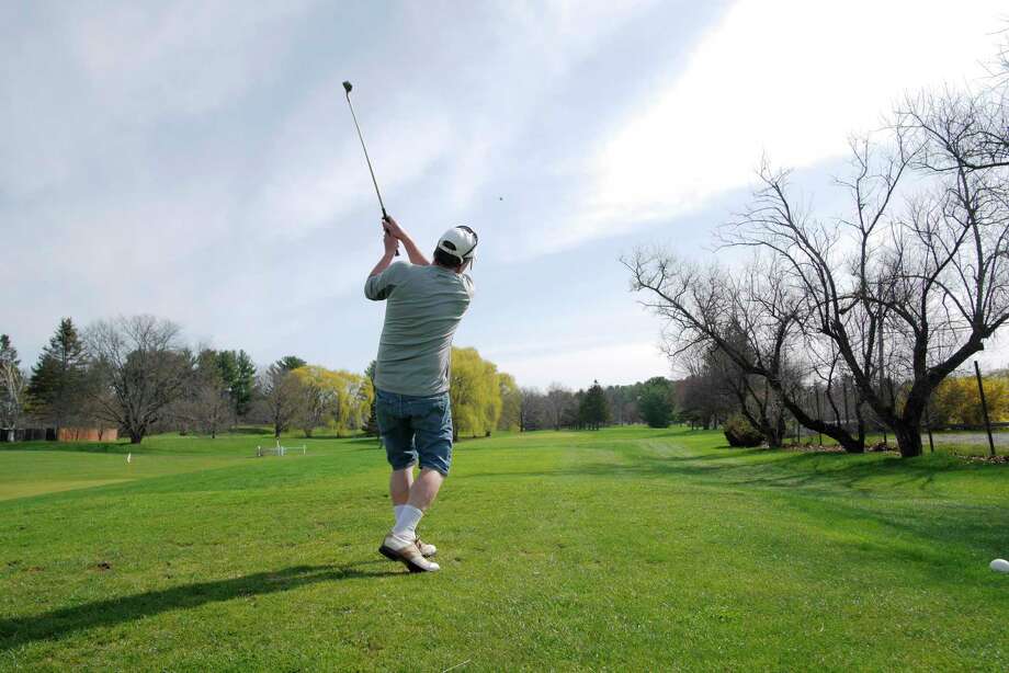 Gary Sgroi of Delmar tees off at Hiawatha Trails Golf Course on Wednesday, May 2, 2018, in Guilderland, N.Y. Hiawatha's owners have said the course is not financially sustainable for the long term. A new senior housing development is proposed for the approximately 44 acres.  (Paul Buckowski/Times Union) Photo: PAUL BUCKOWSKI / (Paul Buckowski/Times Union)