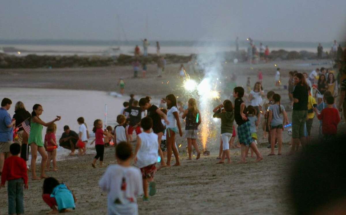The Annual Independence Day Fireworks celebration at Compo Beach in Westport, Conn. on Friday July 02, 2010.