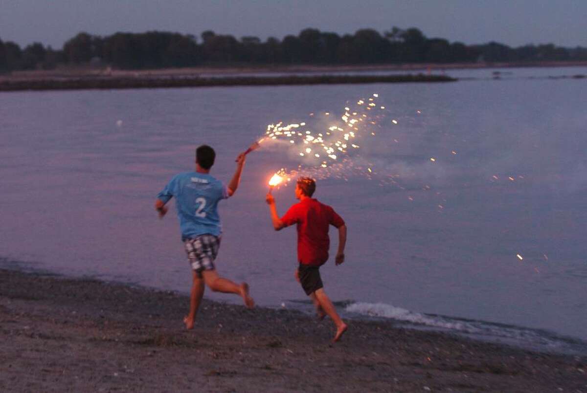 The Annual Independence Day Fireworks celebration at Compo Beach in Westport, Conn. on Friday July 02, 2010.